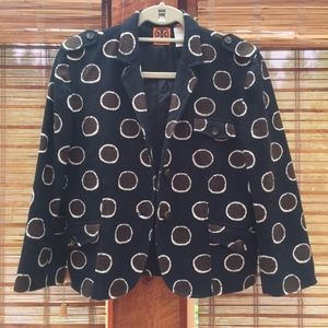 Tory Burch Polka Dot Burlap Cotton Blazer - Medium